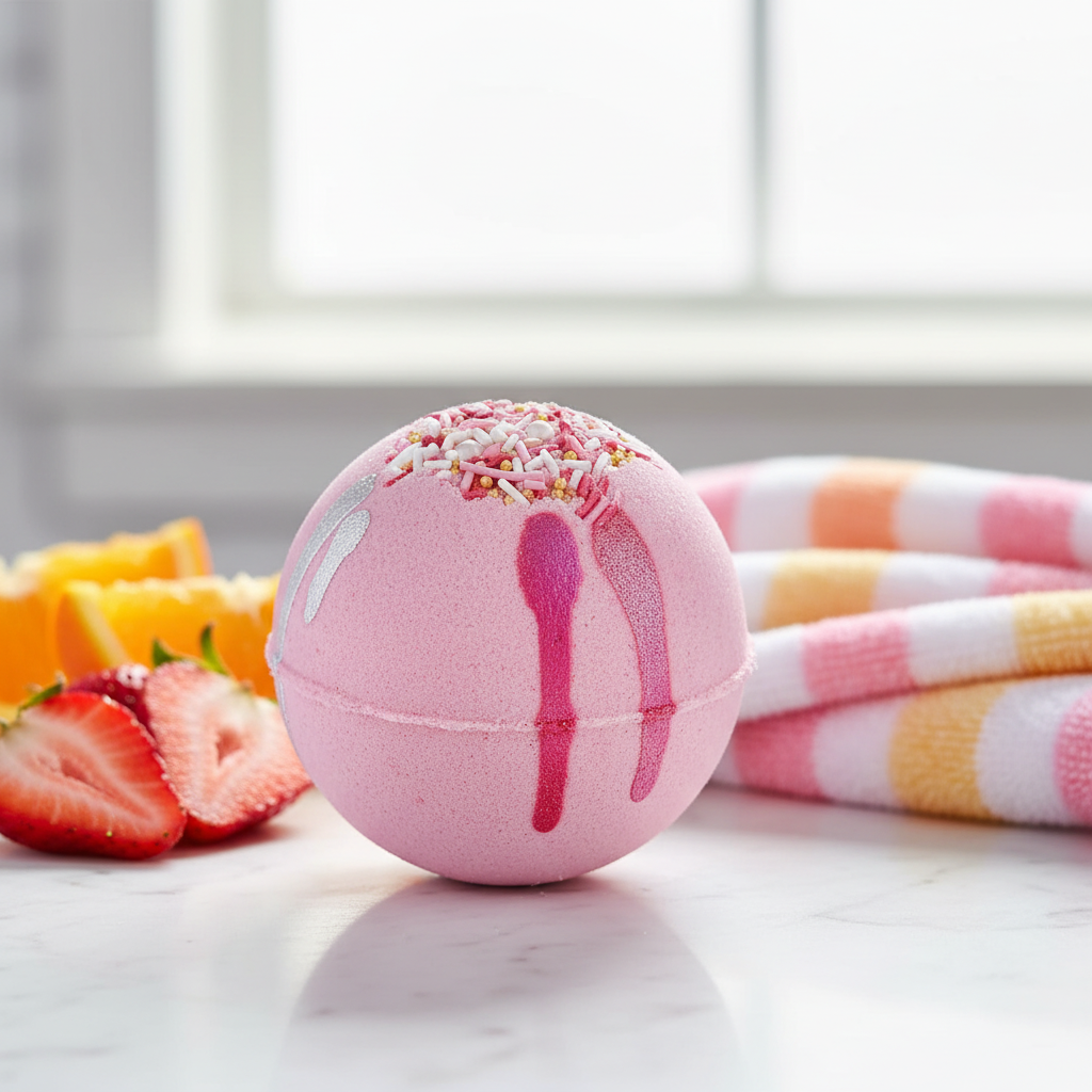 Fruity Fizz Bath Bomb - pink with colorful sprinkles